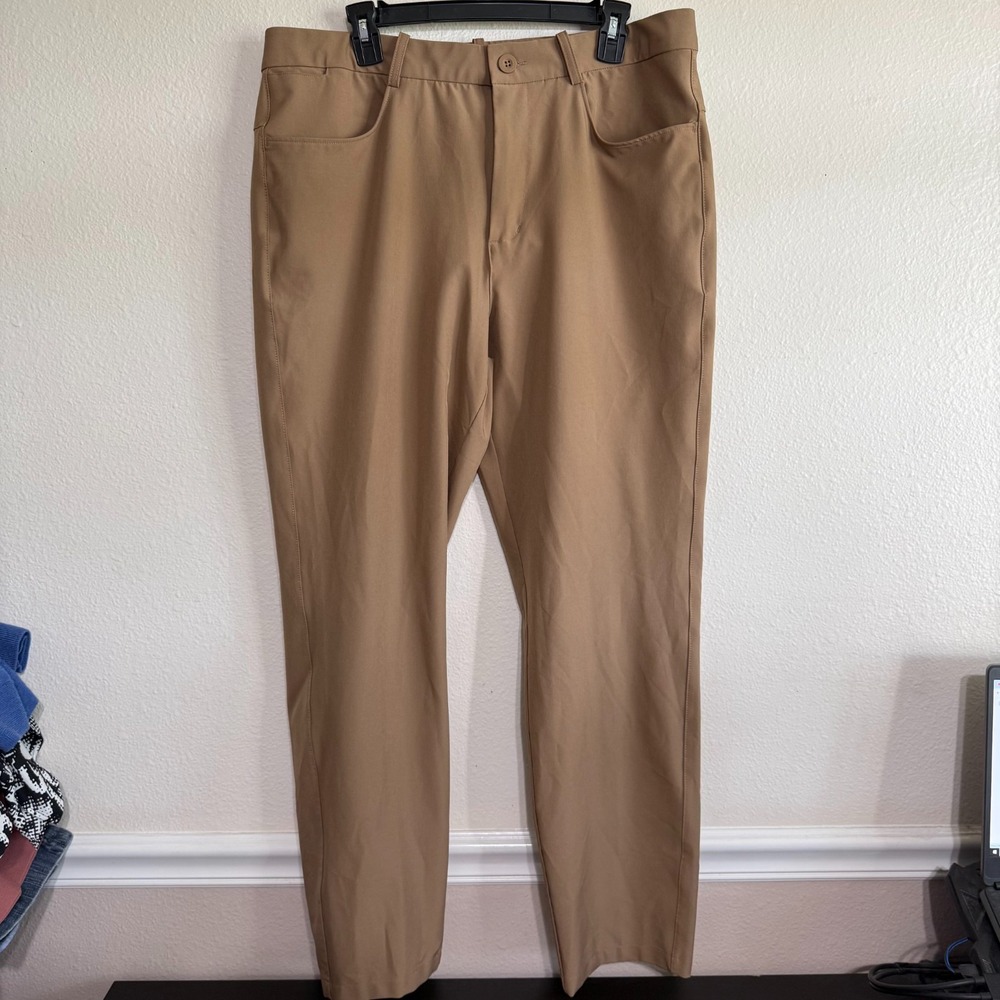 FLX Premium Chino Pants Men's 38X32 Beige High-Rise Stretch Straight Leg Classic